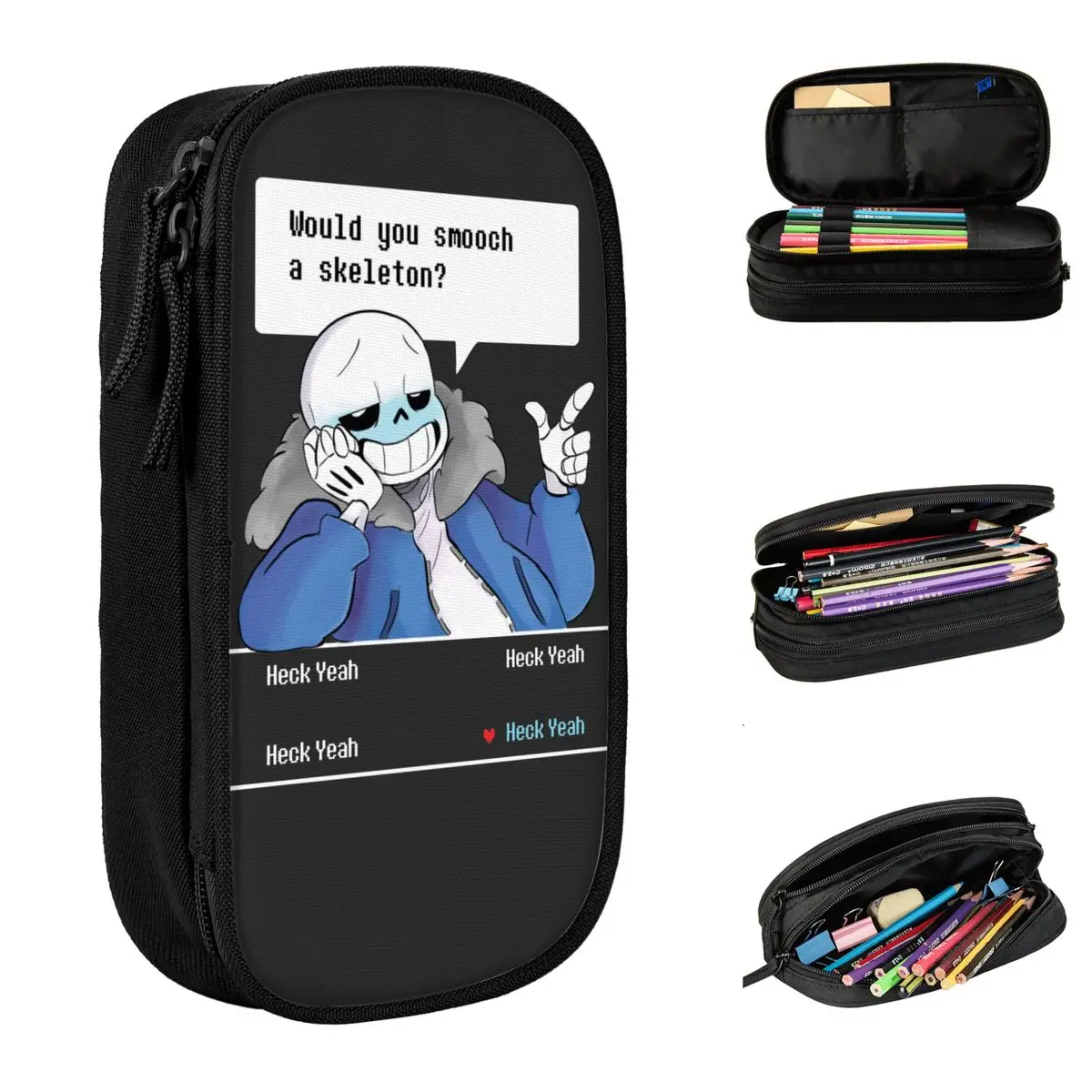 undertale voce lapis cases caneta caixa de lapis para estudantes grandes bolsas de armazenamento escritorio presente papelaria 01