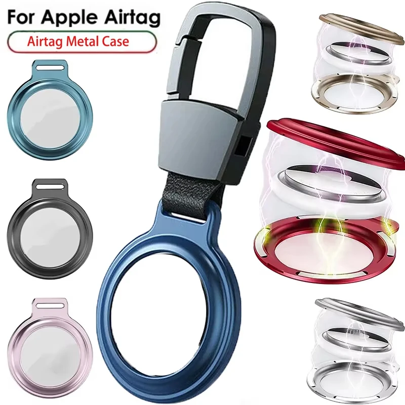 Metal Magnetic Adsorption With keychain For Apple Airtag Locator Protective Sleeve Case For Air Tags Keychain Protector Bumper