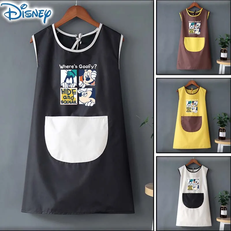 Disney Mickey Mouse Apron Waterproof Oilproof Wipe Hands Kitchen Work Clothes Home Cooking Men Women Universal Sleeveless Apron