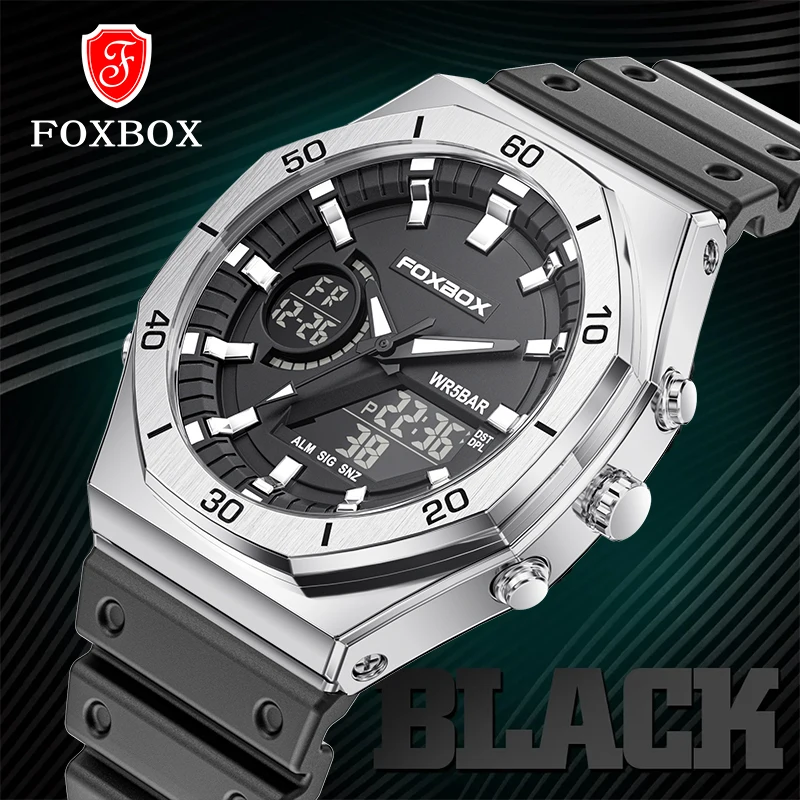 FOXBOX Top Brand Men\'s Watches Sport Military Quartz Watch 50M Waterproof Luminous Wrist watch For Men Clock relogios masculino