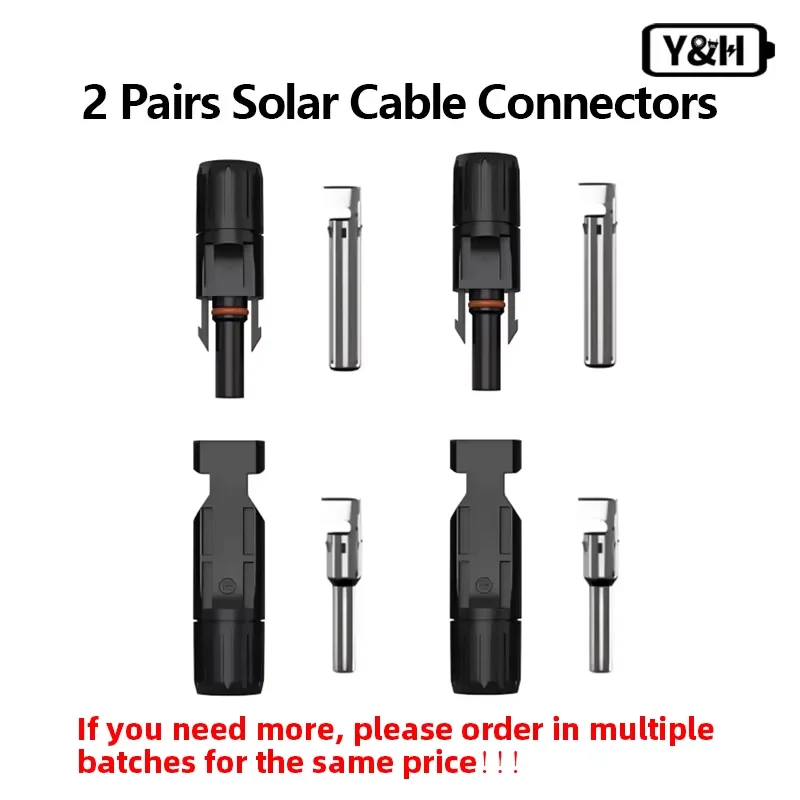 Y&H 2PCS Solar Cable Connectors, Male＆Female IP67 Waterproof Solar Panel Connectors