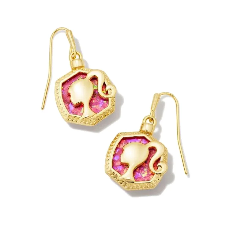 Fashion Barbie Earrings Pink Charm Zircon Decoration Ear Pendants Jewelry Women Earrings Girls Holiday Gifts