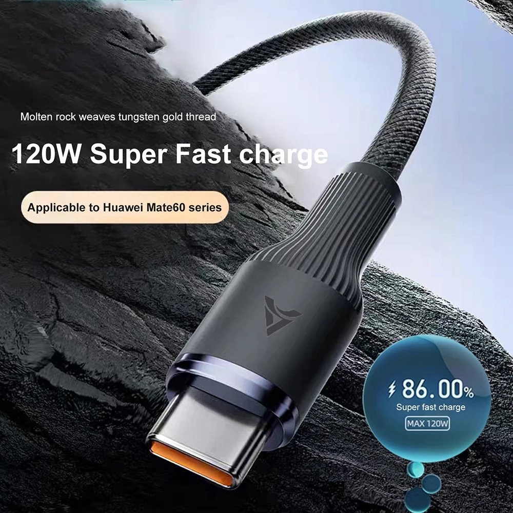 USB Typ-C Kabel 120W Superschnelles Ladekabel für Mobiltelefone USB-C Datenkabel für Huawei Xiaomi 15 Samsung S24 Quick Charging 3.0