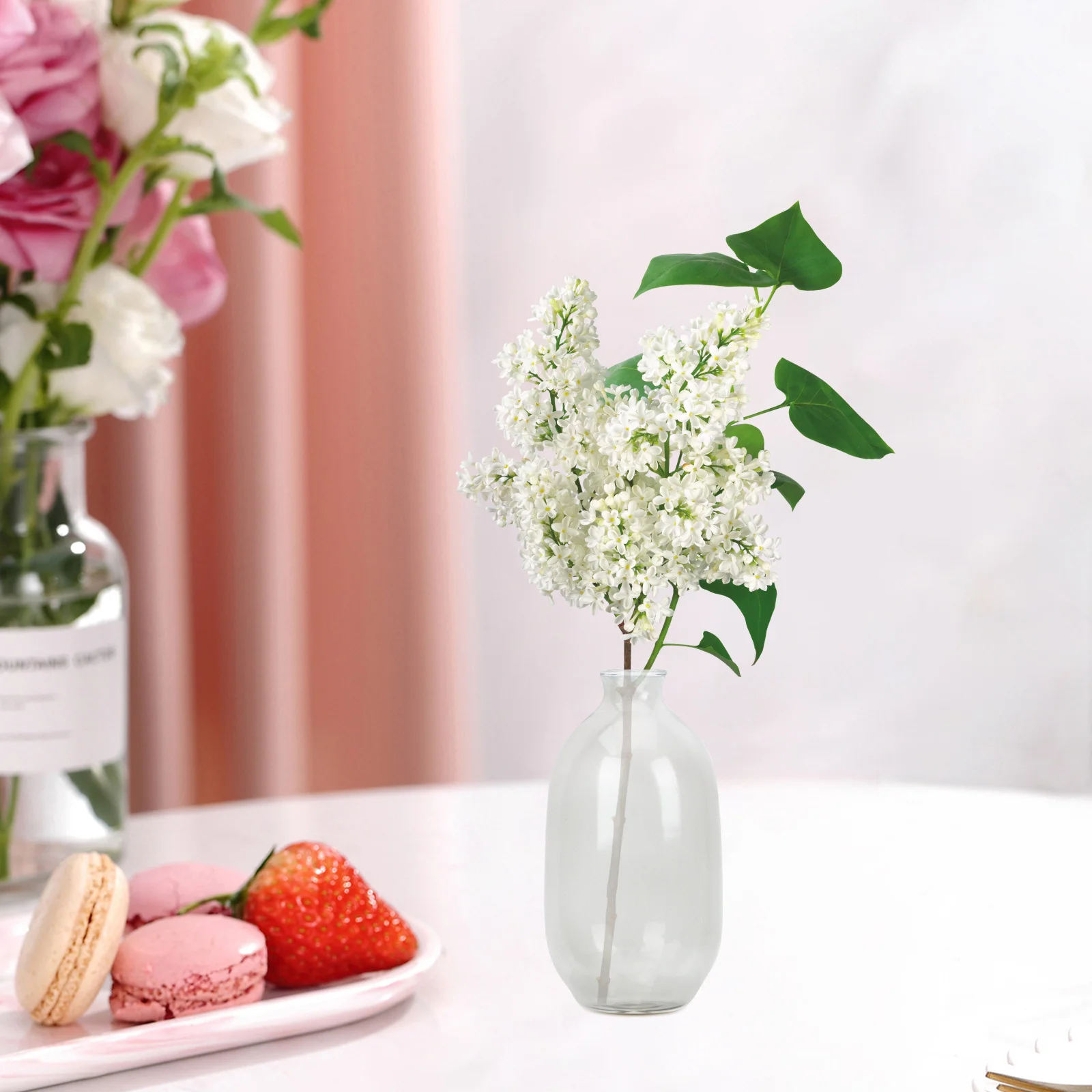 

Elegant Glass Vase Decorative Flower Container Simple Creative Design Home Office Garden Balcony Adornment Glass Cylinder Vase