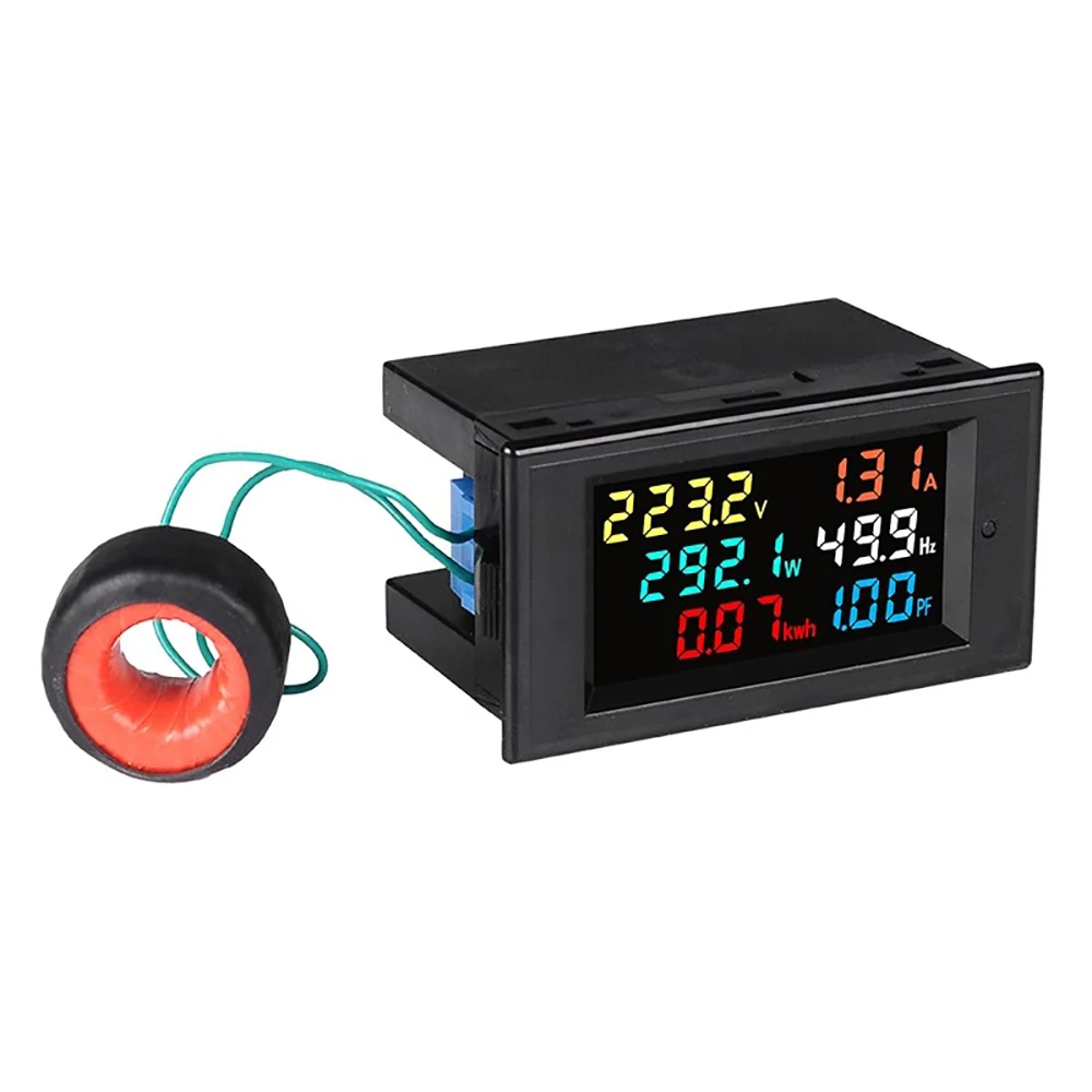 Voltmeter Current Ammeter Power Factor Electric Energy Frequency Meter Digital Panel Wattmeter LCD VOLT AMP D69-2058