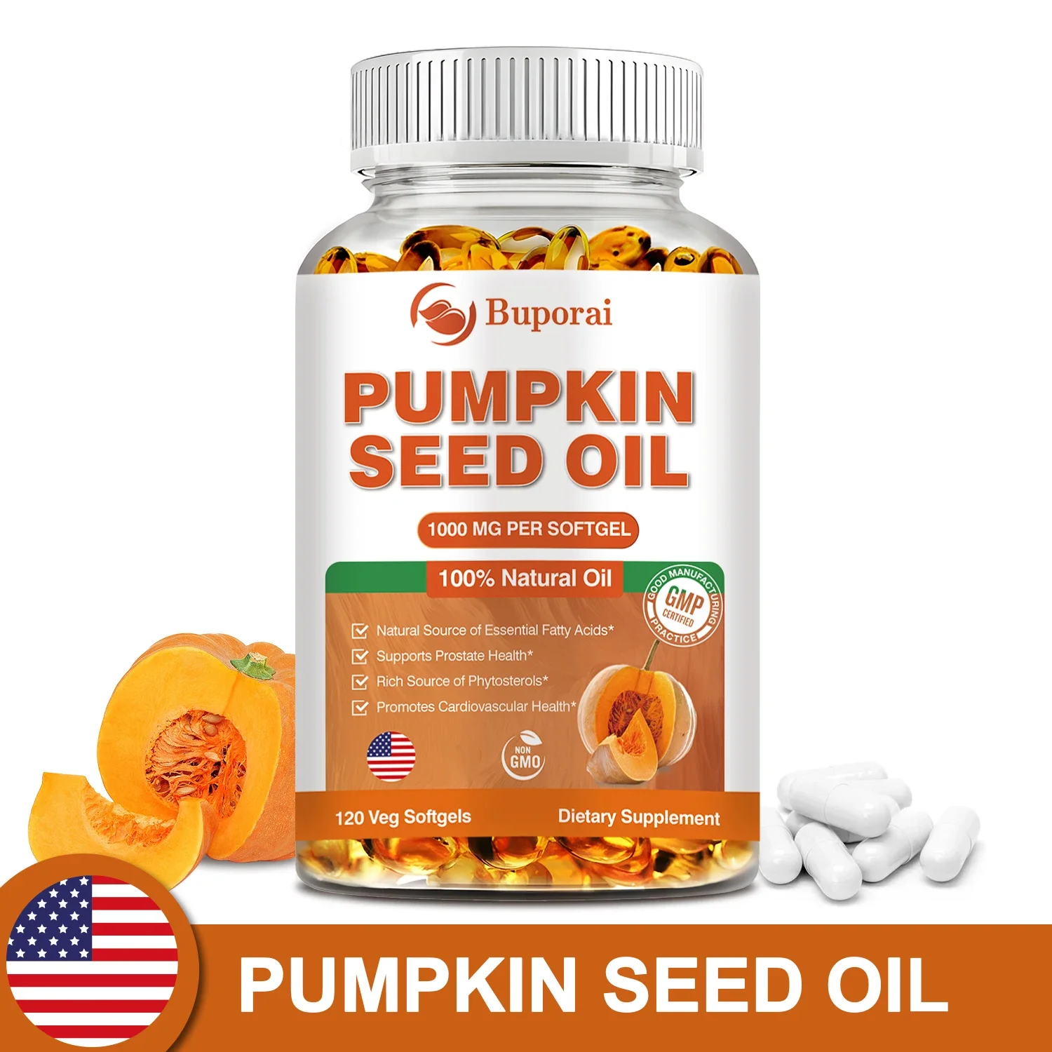 

Pumpkin Seed Oil - Promotes Hair Growth, Urinary Tract and Prostate Health, Cardiovascular Support