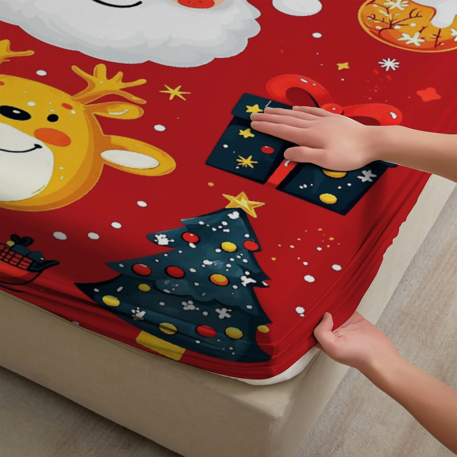 1 buah penutup kasur Natal, pe - Fitted Bed Sheets Deep Pocket ulasan dan harga