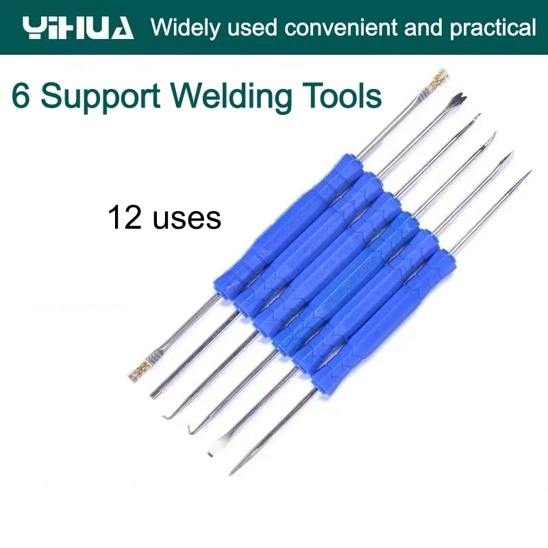 

YIHUA 6 In 1 BGA Solder Assist Tools for PCB BGA Repair Rework Desoldering Aid Tools Kit Electronic Heat Assist Set Push Rod