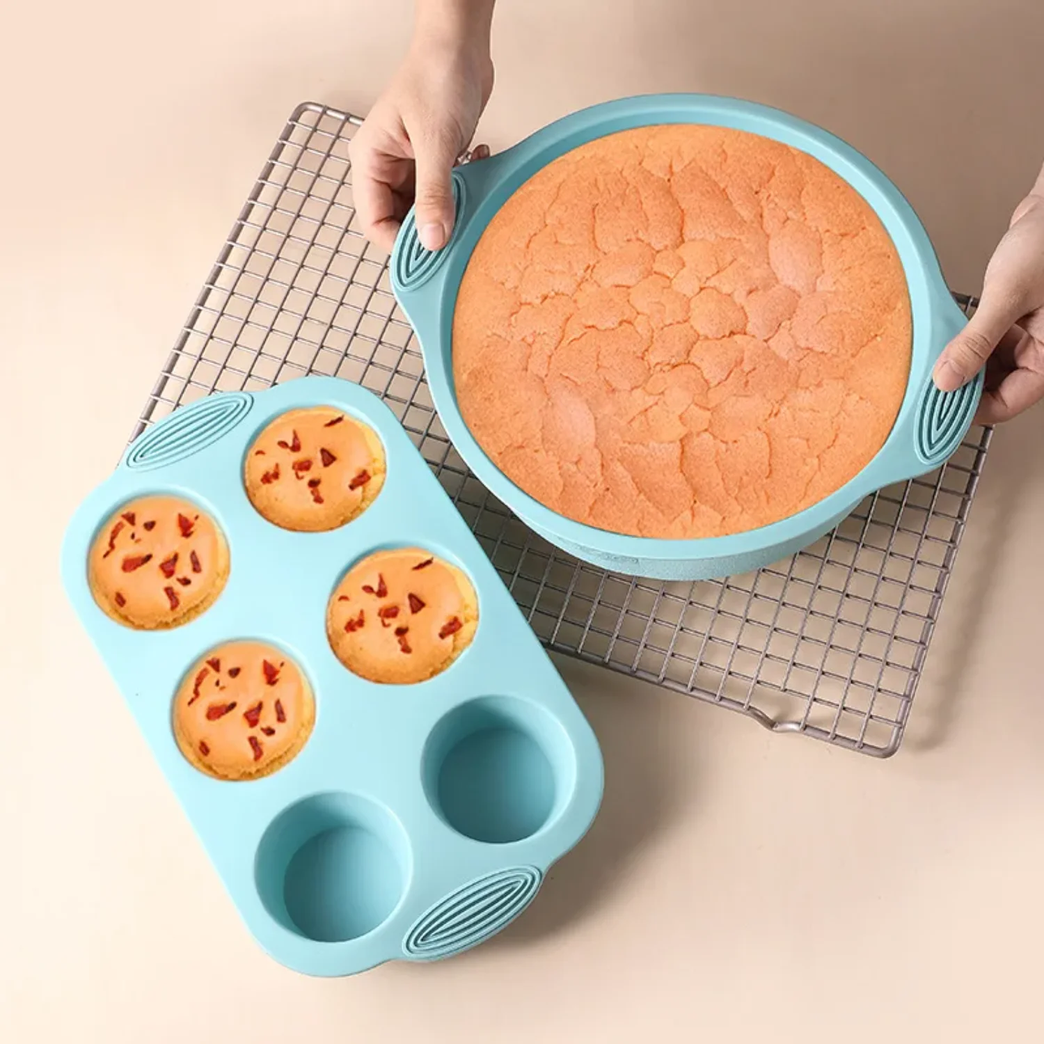 Silicone Cake Baking Mould Set High-temperature Resistant Oven Baking Plate Cake Bread Toast Pan Kitchen Muffin Baking Mold