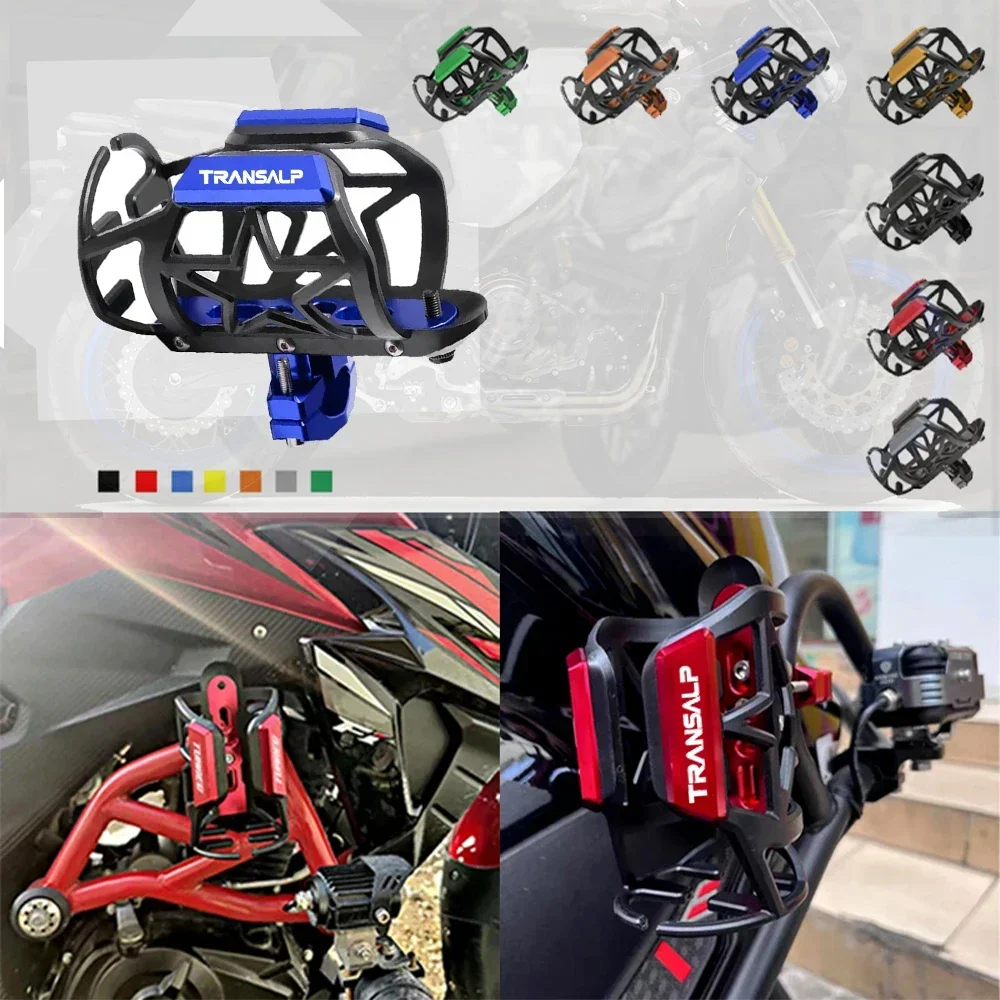 Para honda xl750 transalp xl400v xl600v xl650v xl700v motocicleta suporte de garrafa de água café bebida chá suporte cnc acessórios