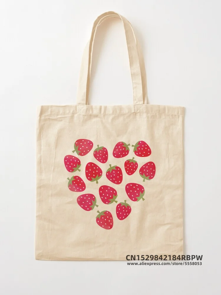 Strawberry Fields Tote Bag Women Eco Reusable Shoulder Shopper Bags Bolsas De Tela