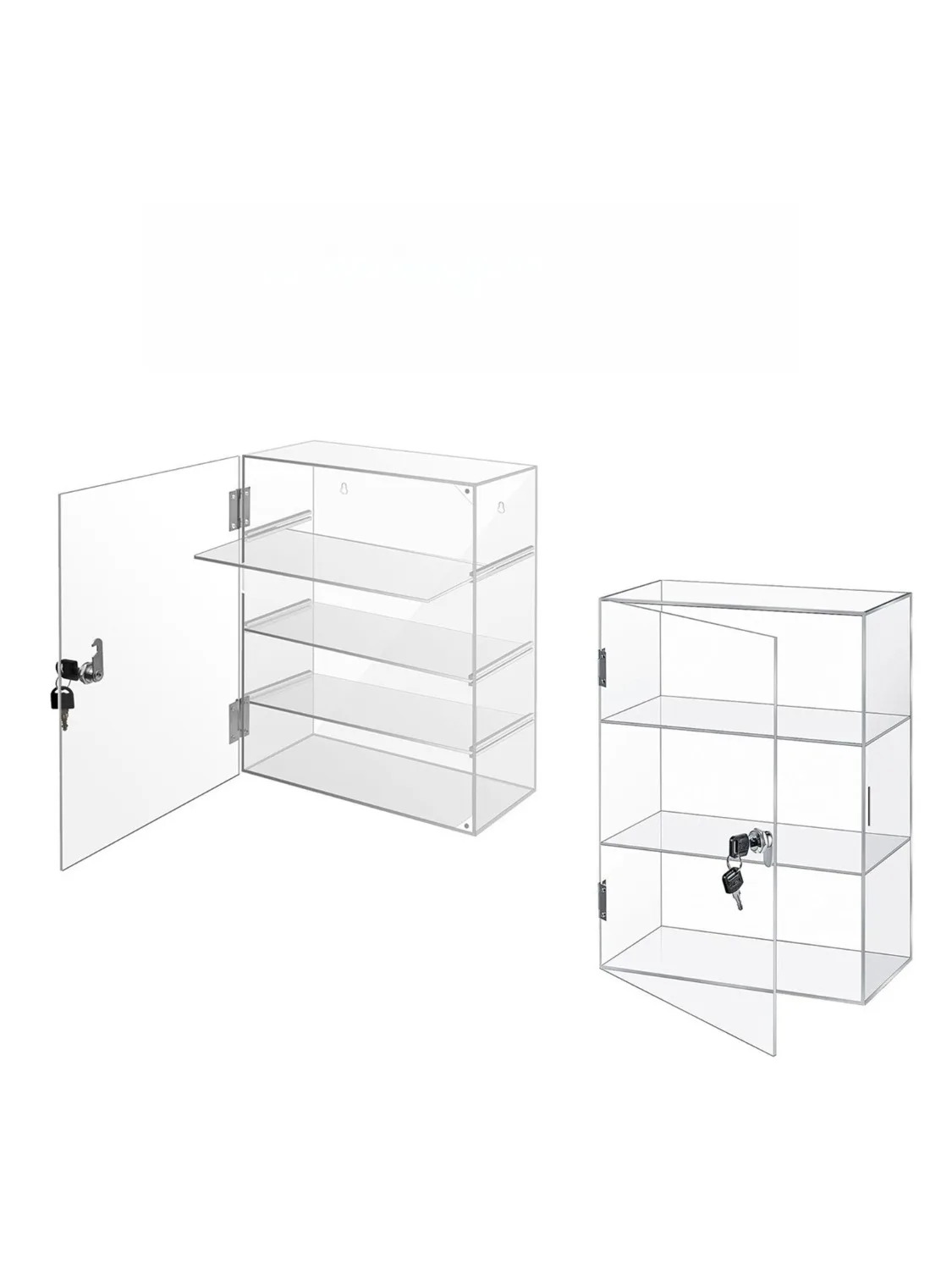 Vitrine en acrylique à 3 niveaux avec serrure, organisateur de rangement mural anti-poussière pour Figurines, bijoux et cosmétiques
