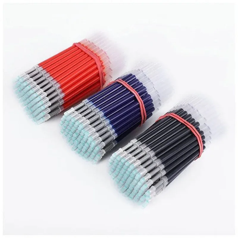 50Pcs/set 11cm Press Type Gel Pen Refill 0.45mm Thick Diameter Red Blue Black Refill 0.5mm Tip Student Writing Stationery K35