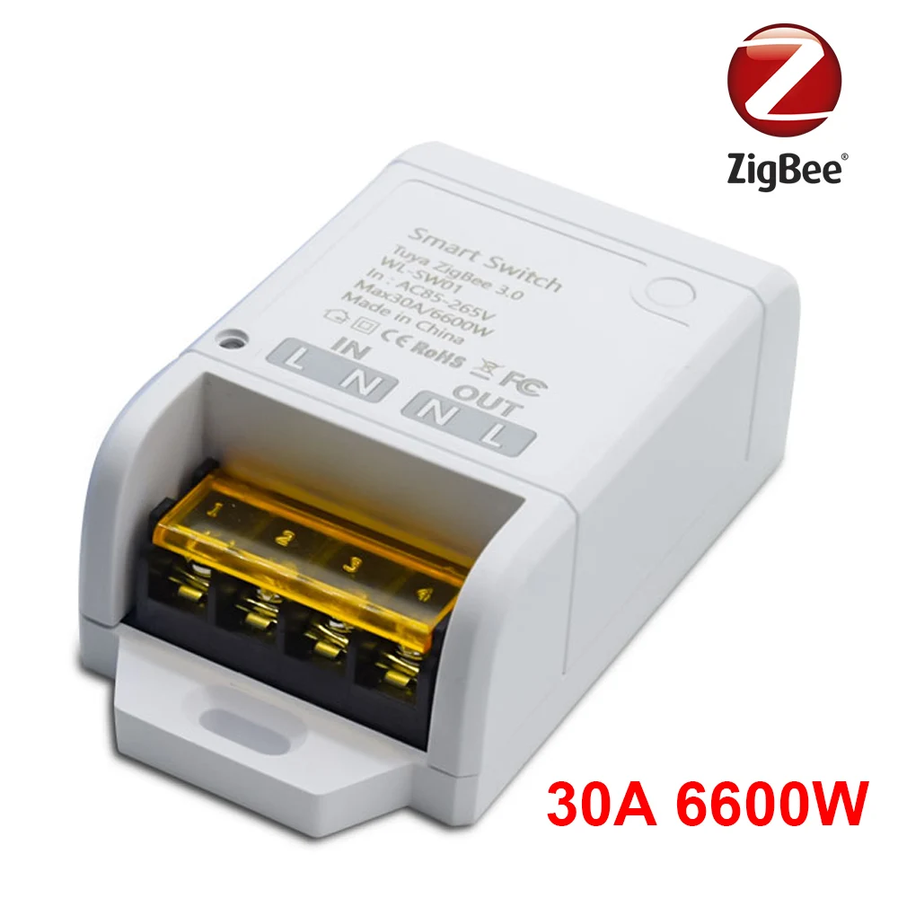 ZIGBEE Tuya Smart Life,Wifi Smart Light Switch,Wifi Module,AC85-265V 220V Inching Receiver 30A 6600W Relays Work With Alexa