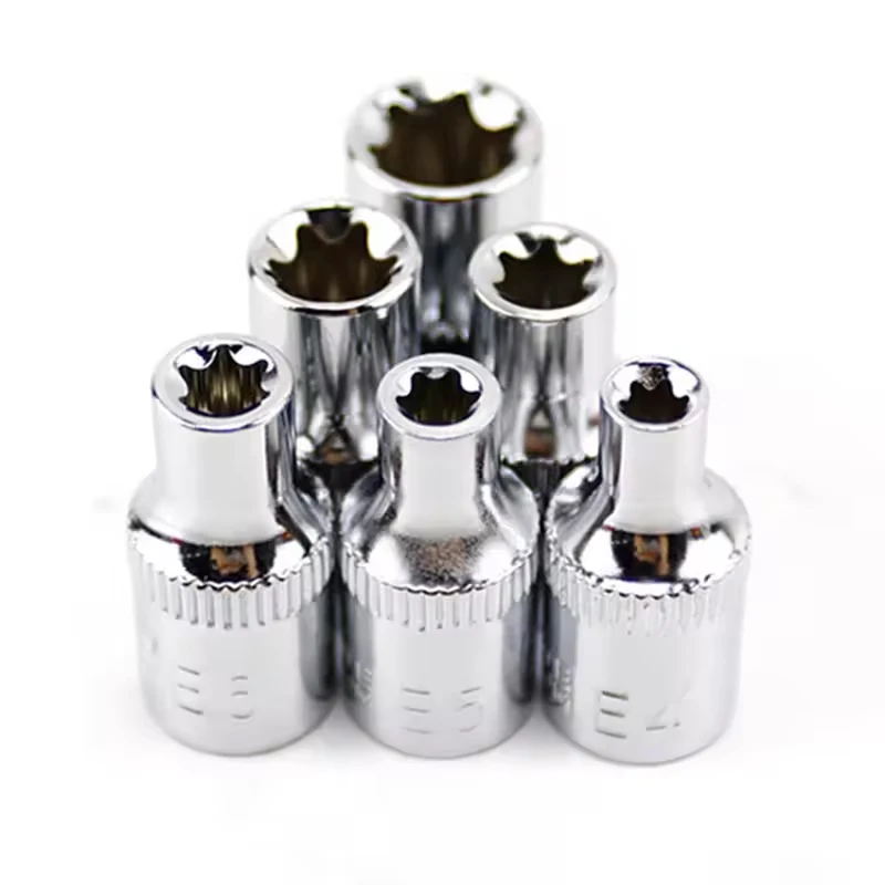 6Pcs 1/4" Ratchet Socket Set Torque wrench Torx Star Female Socket Adapter E Socket Driver Joint Hand Tools E4 E5 E6 E7 E8 E10 image 3