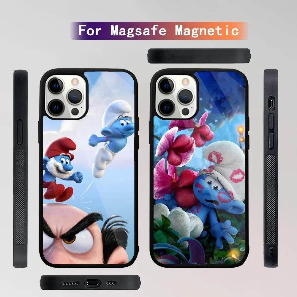 Cartoon The S-Smurfs-S Phone Case For iPhone 15,14,13,12,11,Plus,Pro,Max Mini Magsafe Magnetic Wireless Charging