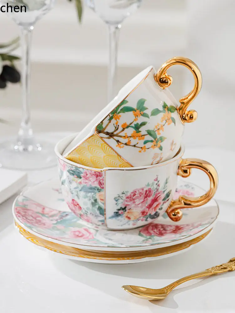 H1 coffee cup and saucer set - premium, exquisite wedding favors, birthday gifts, ceramic couple mugs gift box, tea set
