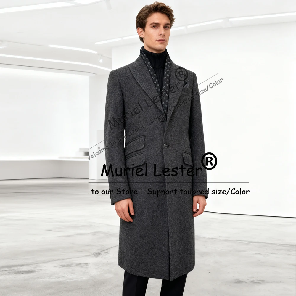 

Классический однотонный твидовый шерстяной плащ, длинный мужской пиджак по индивидуальному заказу, однобортный пиджак для выпускного вечера, наряды для жениха