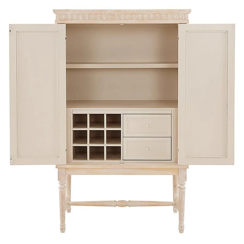 American retro dining side small apartment double door display with drawer outlet whole storage cupboard solid wood wine cabinet