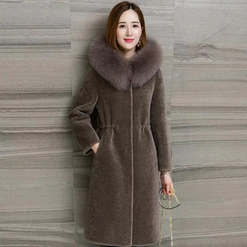 

Winter Long Oversized Warm Thick Fluffy Fur Coat Women with Hood Loose Casual Korean Style Fashion Hooded Top P8