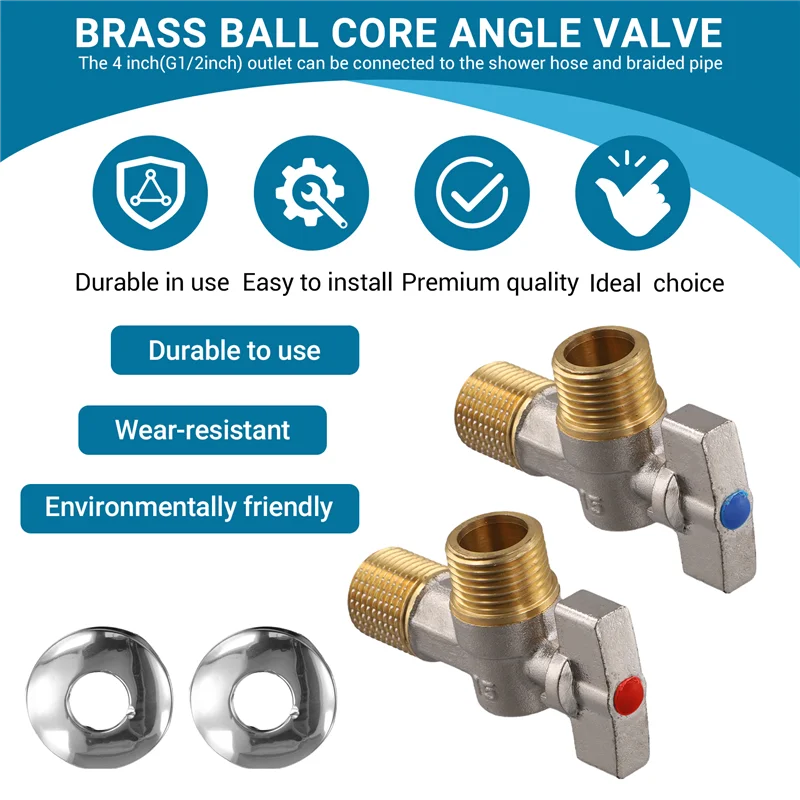 ABRN-Brass Ball Core Angle Valve Large Flow Triangle Valve Water Heater Special Control Valve 4-Point Angle Valve