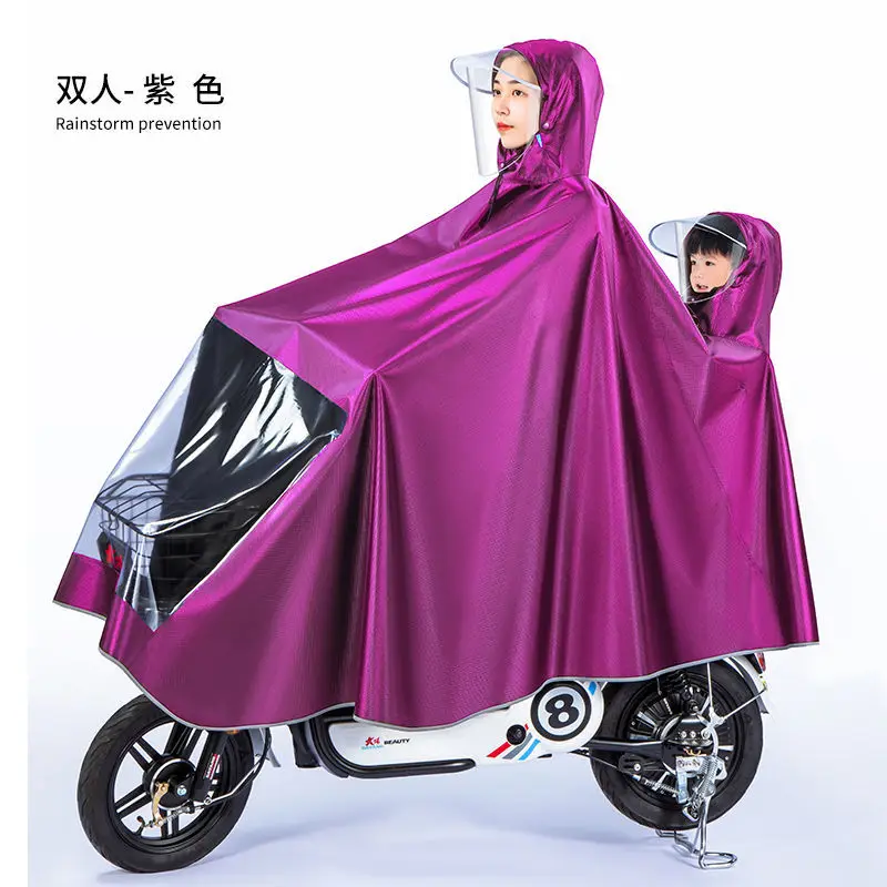 Electric bicycle raincoat single woman thickened adult bicycle battery car poncho long full body raincoat rain coat women