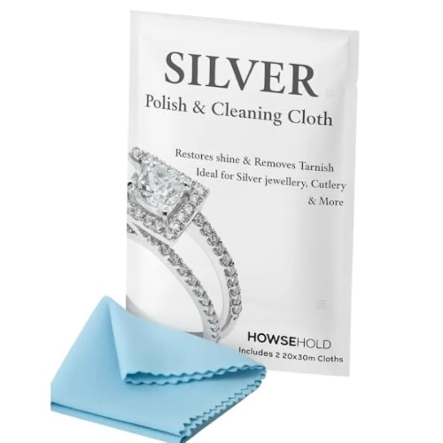 

Silver Polishing Cloth Pack of 2 Jewellery Cleaning and Polishing Cloths for Cleaning Silver, Gold and Platinum - Restores The