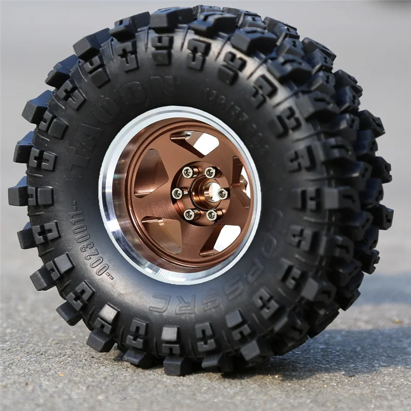 

XX-4Pcs 136Mm Metal 2.2Inch Beadlock Wheel Rim Tire Set For 1/10 RC Crawler Car Axial SCX10 Wraith RR10 Capra TRX4
