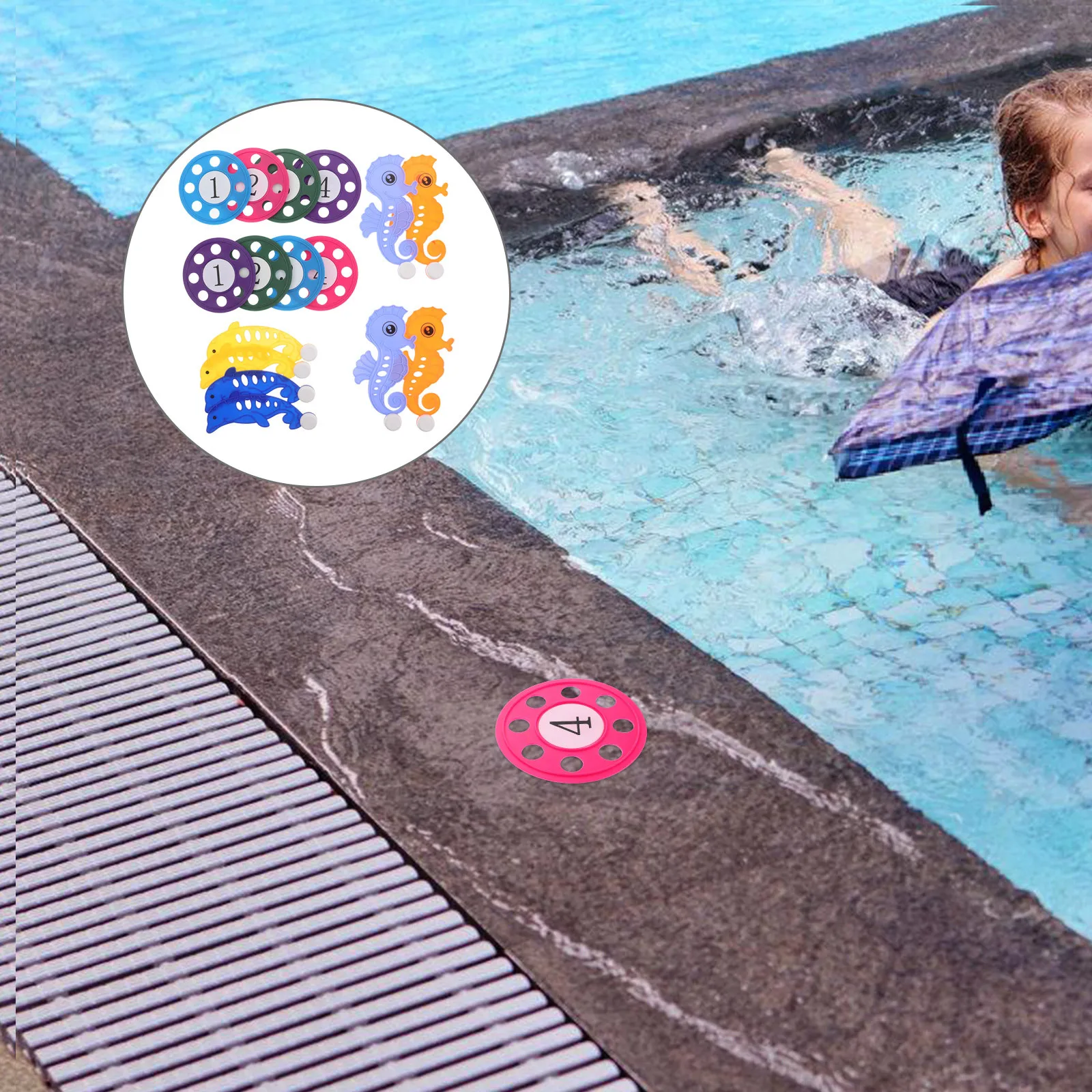 

2Sets Kids Diving Set Seahorse Dolphin Numbered Discs Pool Beach Play Teamwork Handeye Coordination Numbered Diving Disc