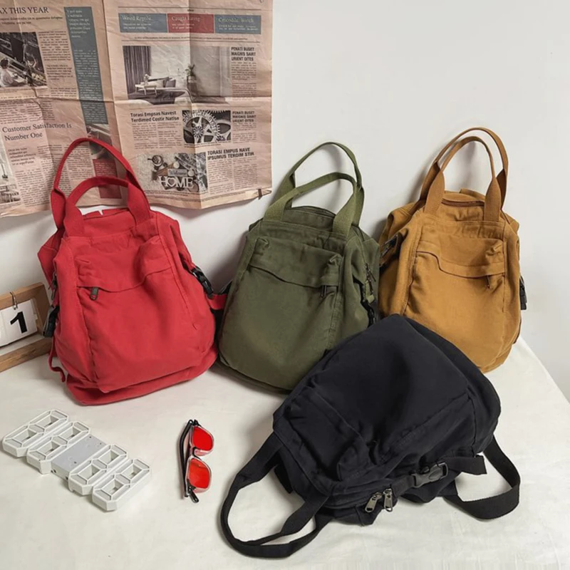 Women Backpack Canvas Girl Fabric School Bag New College Student Vintage Female Laptop Bag Travel Ladies Backpack