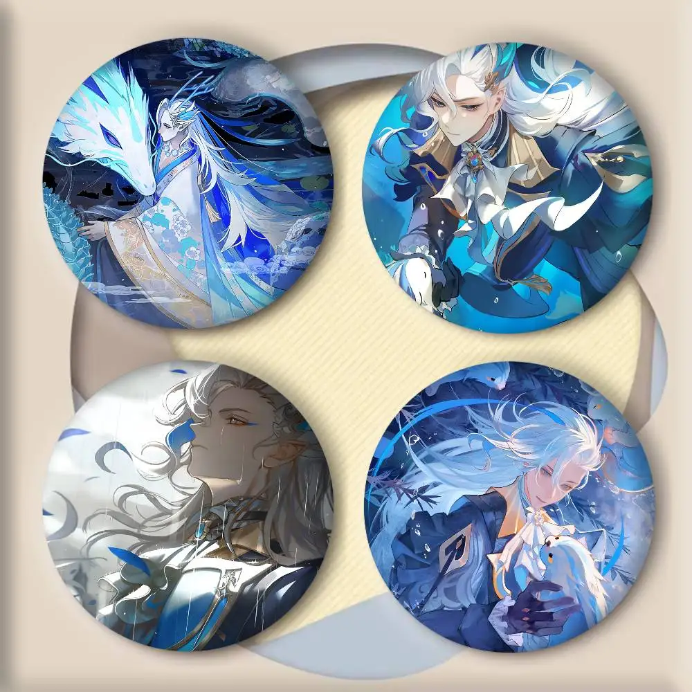Anime Cartoon Cool Man Genshin Impact Neuvillette Badges Rou