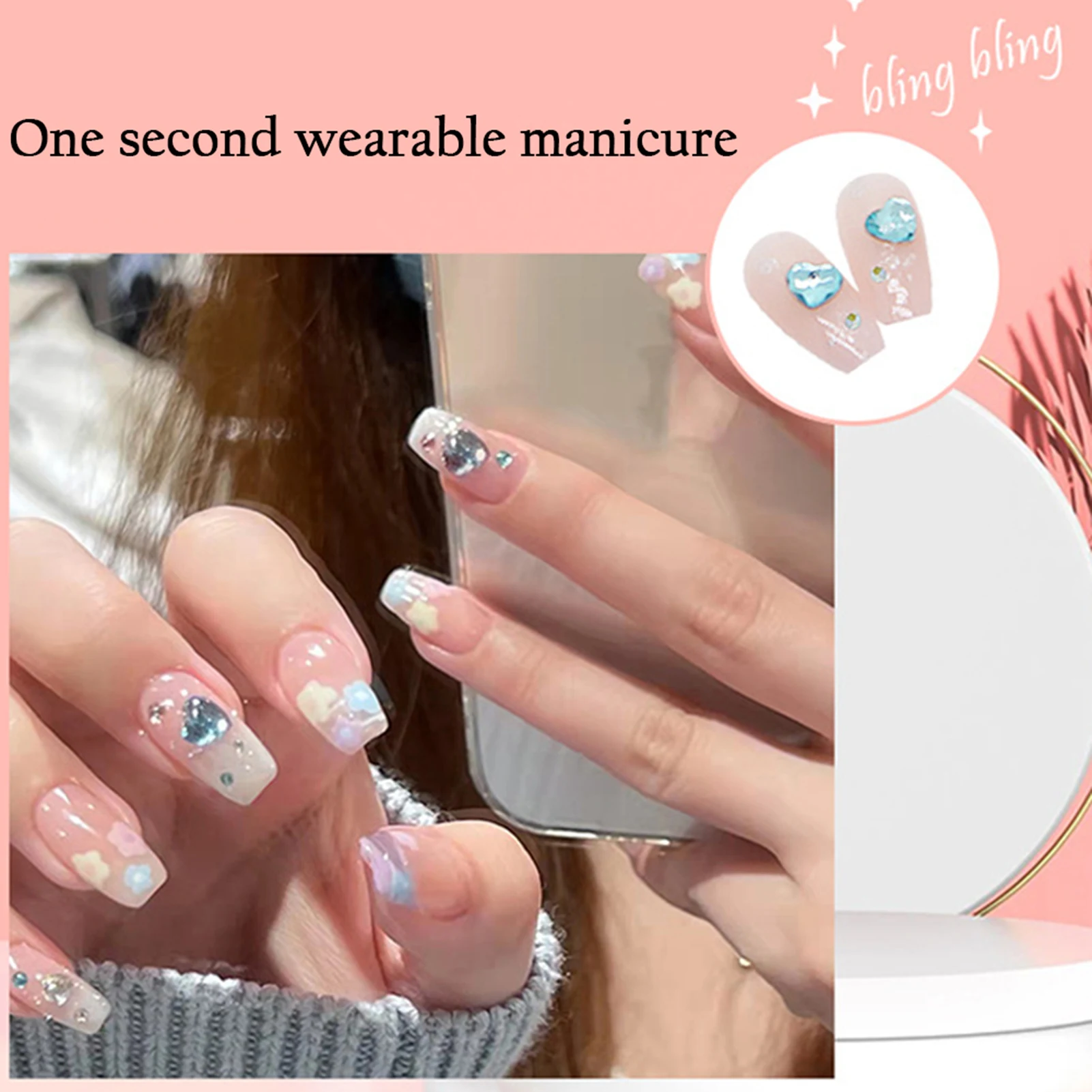 Pink Gradient Medium Ballerina Nails Glossy Translucent Catching Look Design Nails for Wonderful Manicure Experience