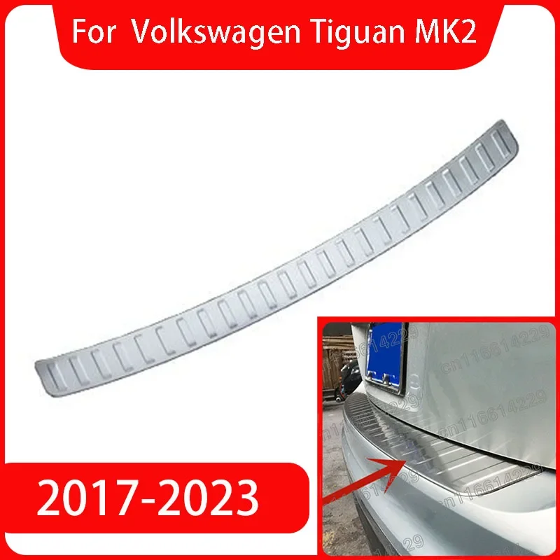 Dla VW Volkswagen Tiguan MK2 2017 2018 2019-2023 progi osłona tylnego zderzaka bagażnika płyta bieżnika akcesoria do wykończeń samochodowych