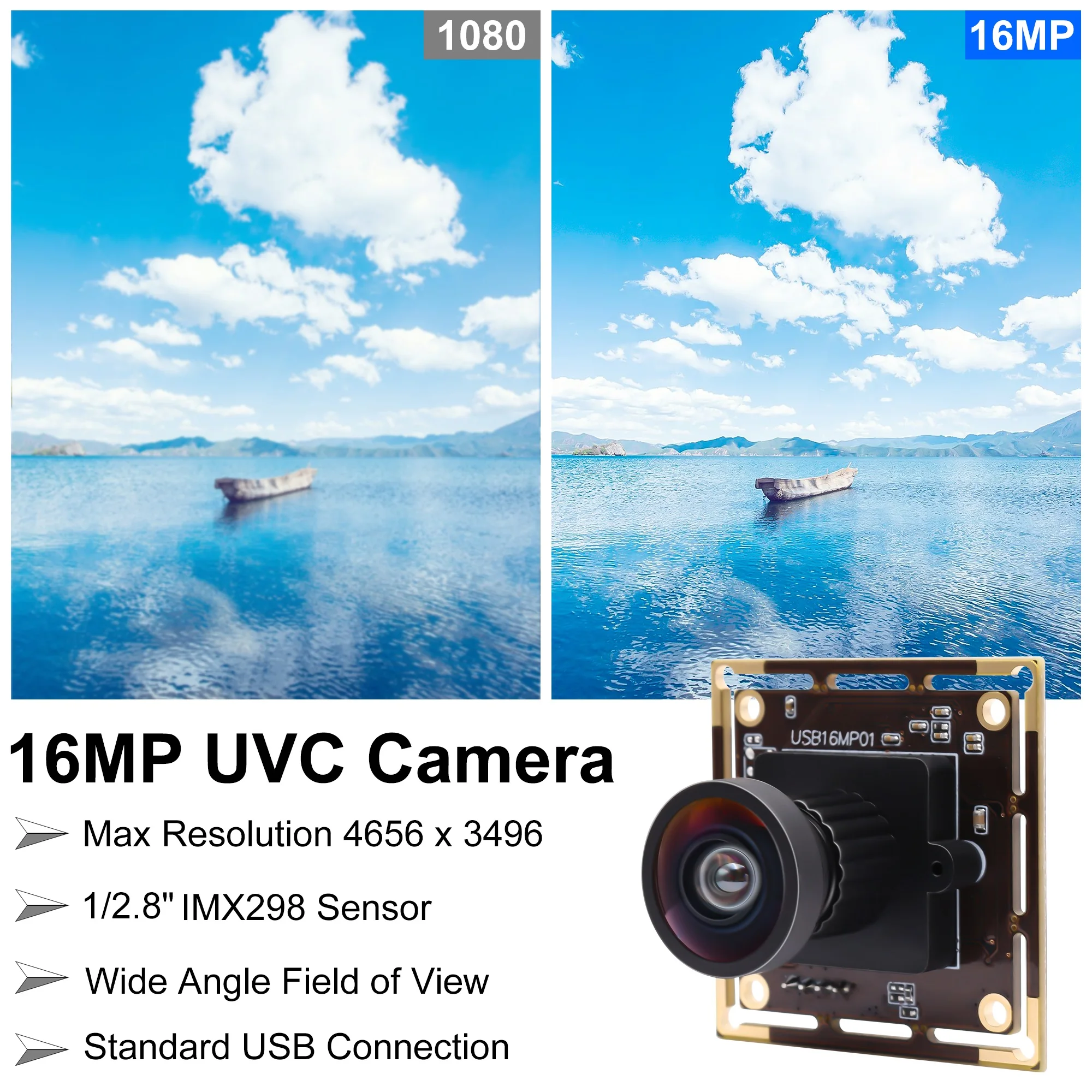 16MP IMX298 Manual Fixed Focus Wide Angle 118 Degree USB Camera Module 16 Megapixel Webcam for Windows Android Linux Mac