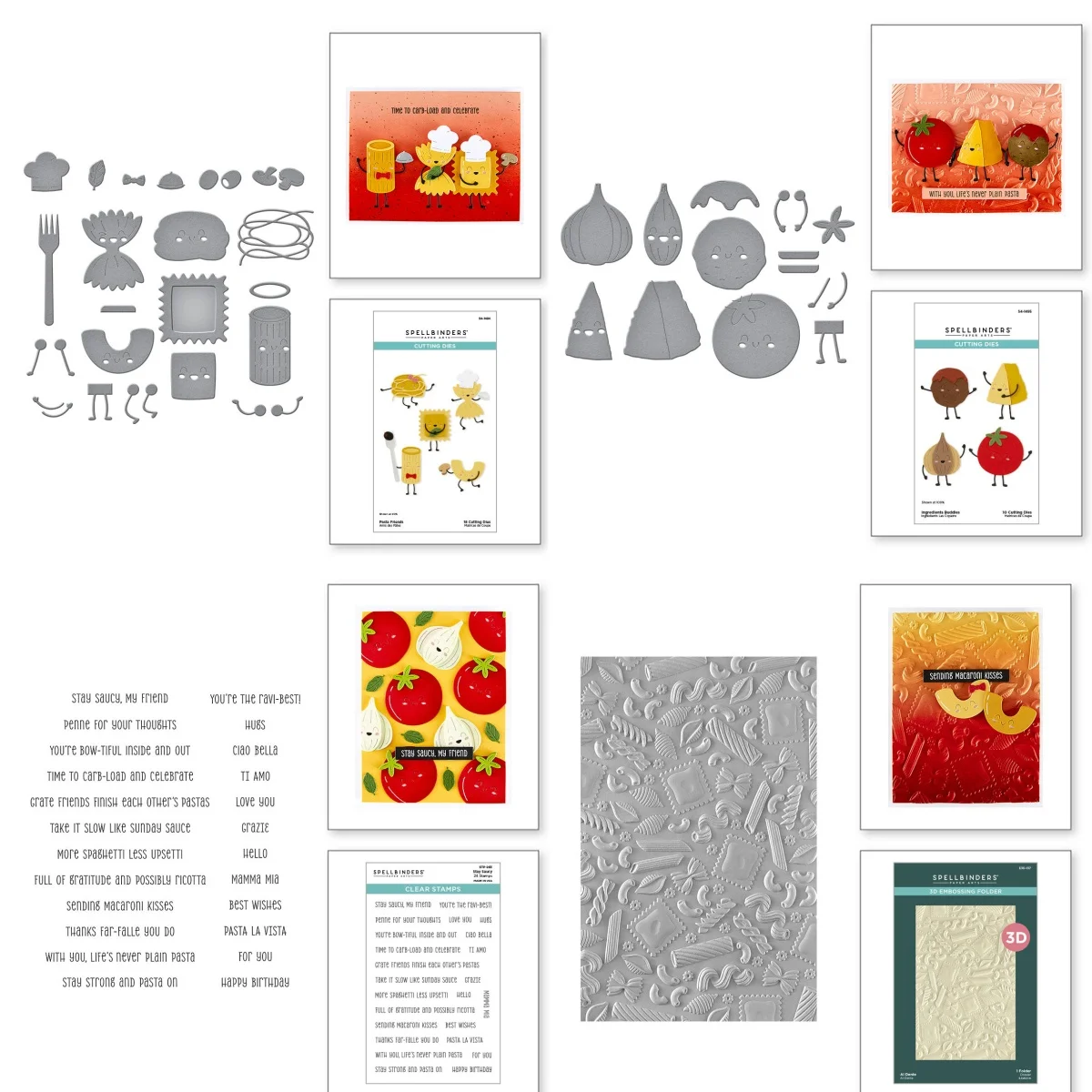 

Al Dente Pasta Buddies Stay Saucy Metal Cutting Dies Clear Stamps Hot Foil For DIY Scrapbook Diary Decoration Embossing Cut