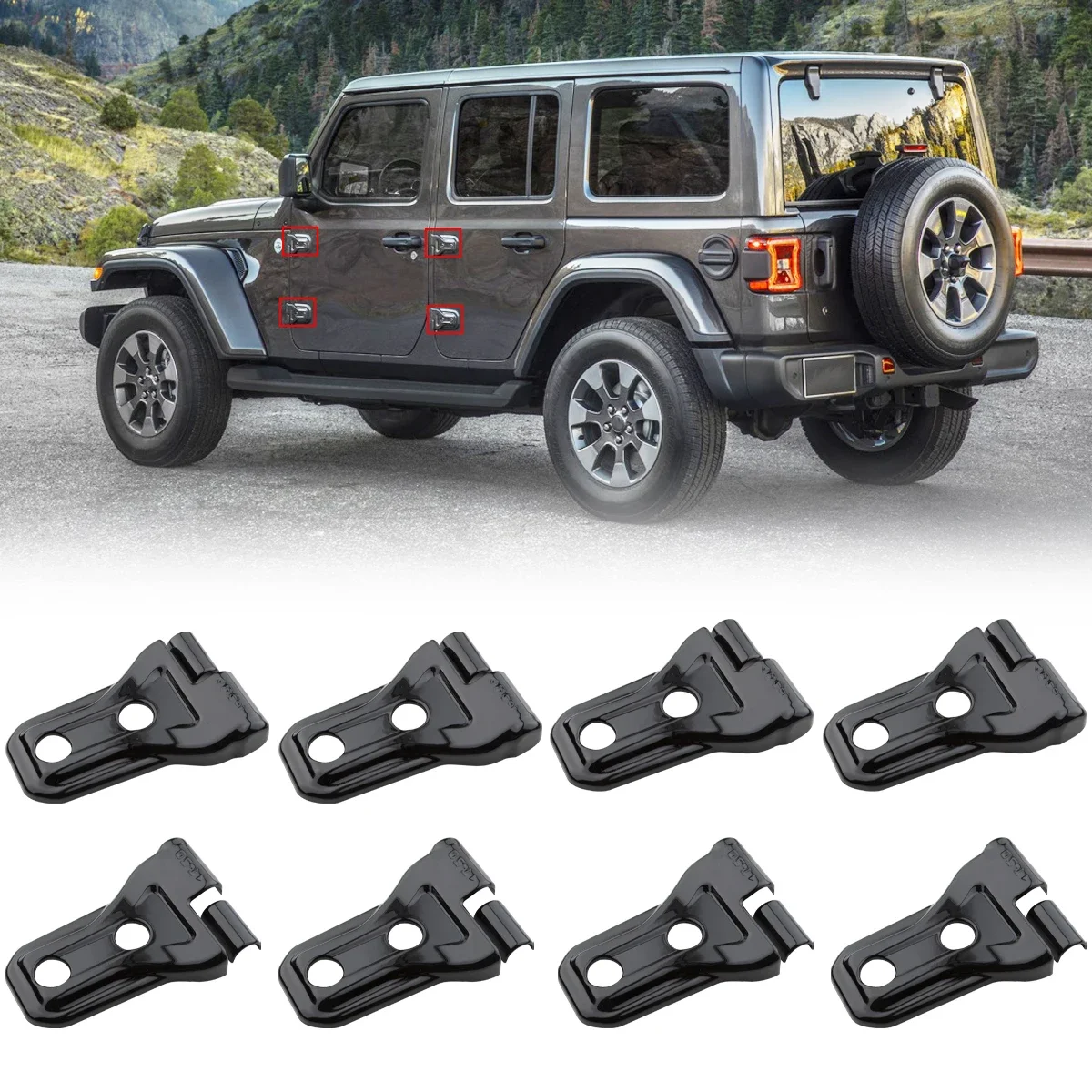 8 Pcs Car Door Hinge Cover Trim External Fittings For 2018- 2022 Jeep Wrangler JL 4-Door Exterior Accessories