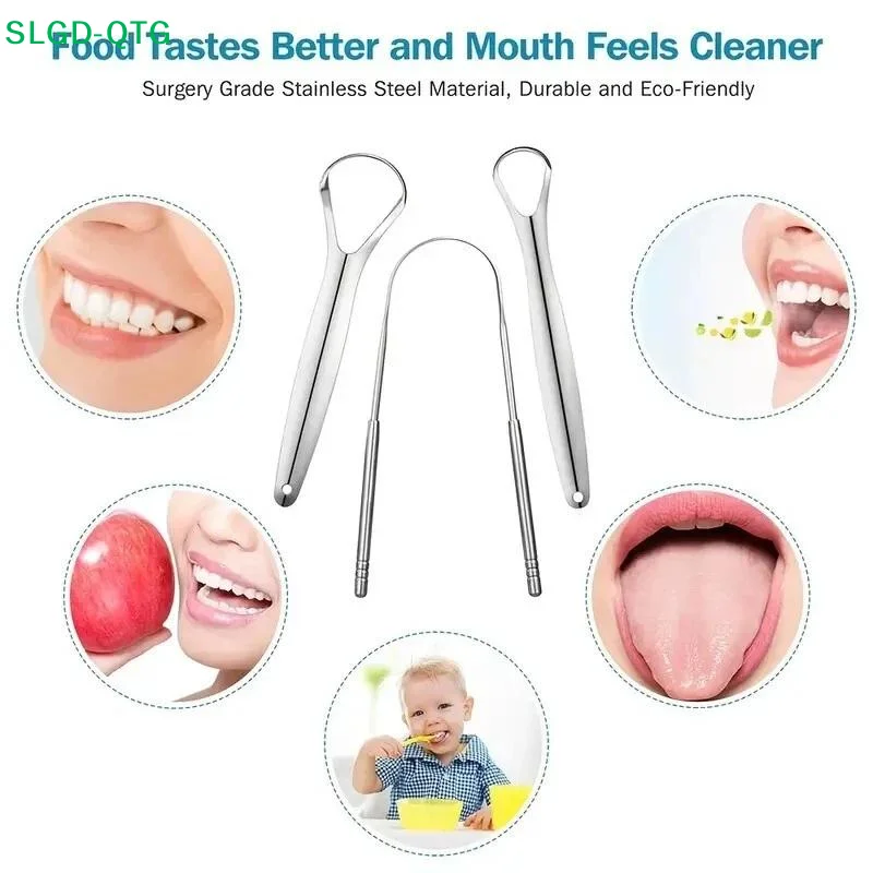 Hot Reusable Stainless Steel Useful Tongue Scraper Cleaner Fresh Breath Cleaning Coated Tongue Oral Hygiene Care Tools