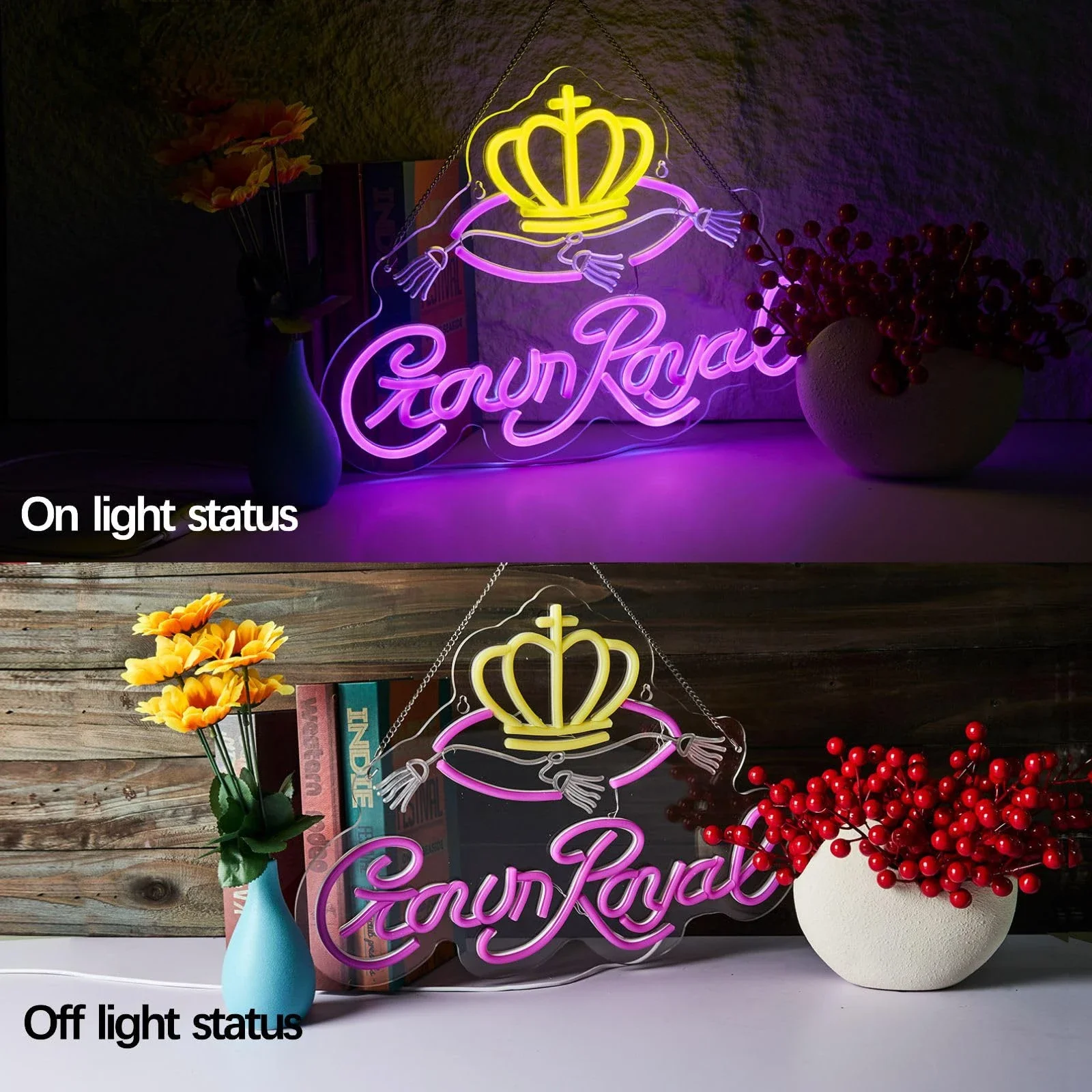 Zasilany przez USB neon korony do baru Dekoracja ścienna Znaki świateł królewskich Whisky Znak LED Pub Bistro Party Game Decor Prezenty