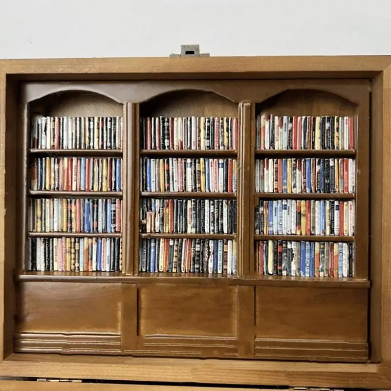 Крошечная библиотека, деревянная книжная полка, миниатюрная книжная полка, встряхит вашу тревогу, анти-тревога, книжная полка, аксессуары, подарок на день рождения