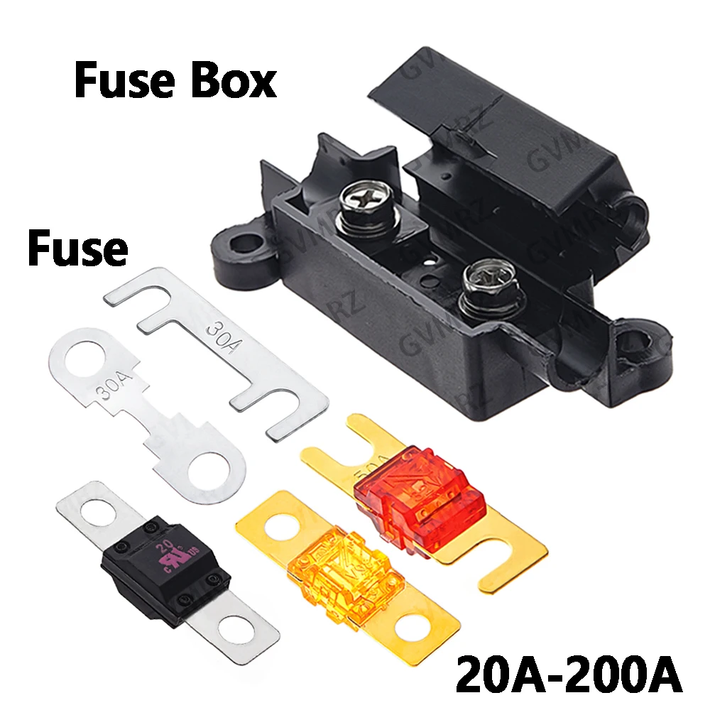 1Set 20A 30A 40A 50A Auto fuse Flat Plate Type 32V Fork Type Bolt Battery Fuse Car Modification Stand 30A-100A Fuse Box 60A 70A