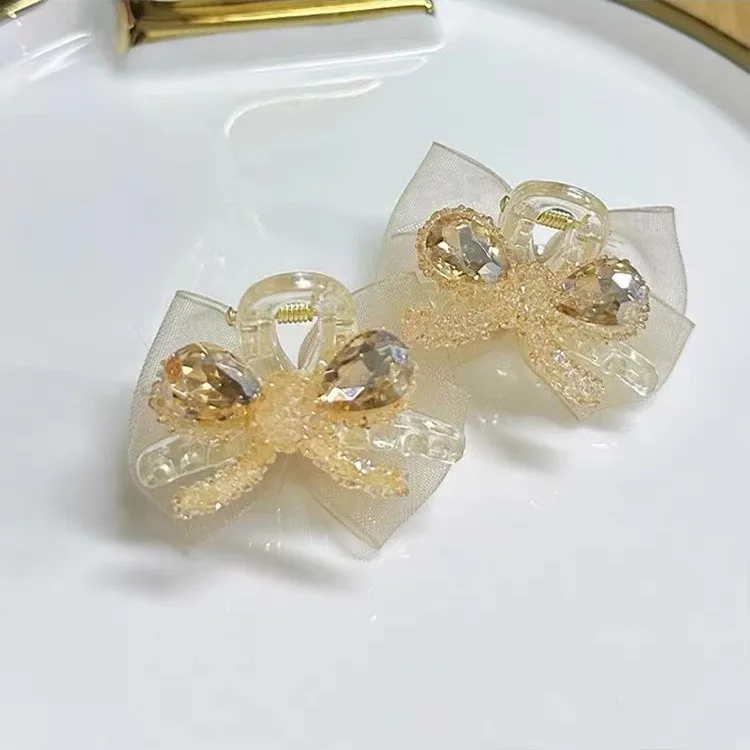 Sweet Diamond Bow Bangs Hair Clip for Women with Side Broken Hair To Fix Princess Head Mini Clip