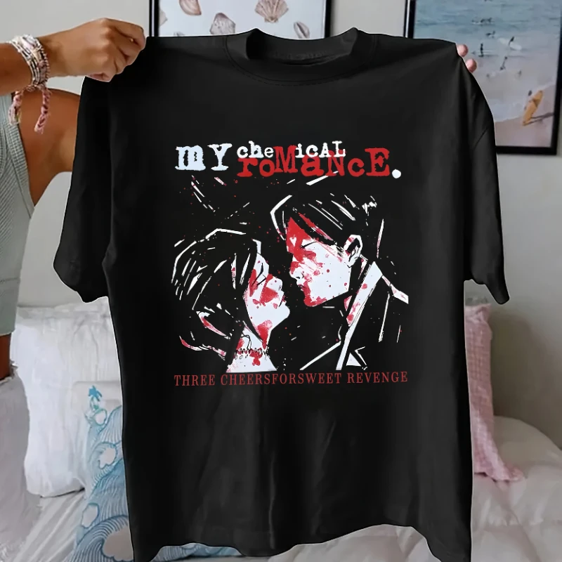 

My Chemical Romance Printed Men's and Women's T-shirt, Round Neck Short Sleeved, Slightly Stretchy, Suitable for All Seasons