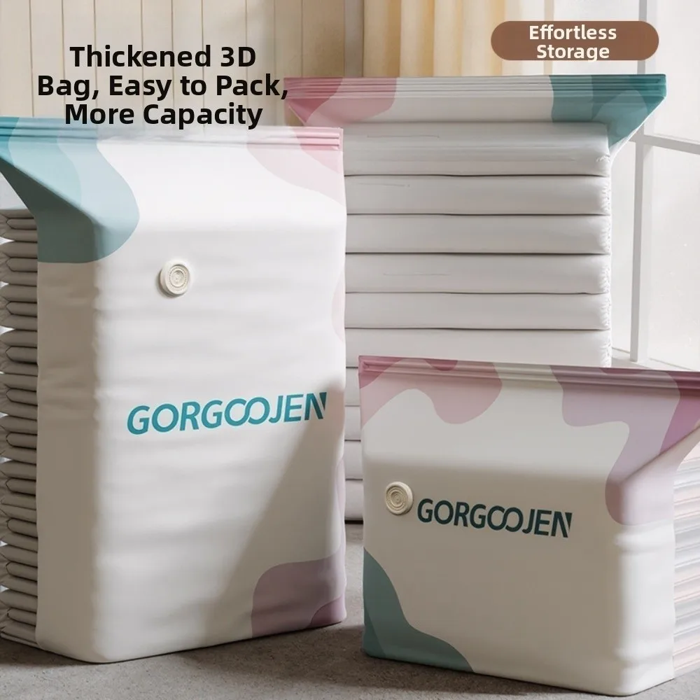 New Pump-Free Vacuum Storage Bags Large Size Reusable Clothes Storage Bags Plastic Space Saver Bed Sheets Organizer for Blankets