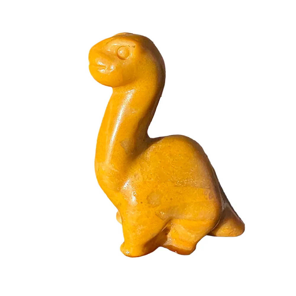 Custom Handcrafted Natural Yellow Jade Dinosaur Figurine - 6cm Cute Gemstone Brontosaurus Statue Collectible Home Decor