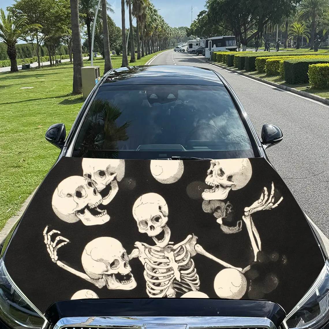 Skull Magic Car Hood Sticker, Waterproof Self-adhesive Vehicle Vinyl Wraps Decal, Trendy Auto Exterior Decoration, Anti-scratch