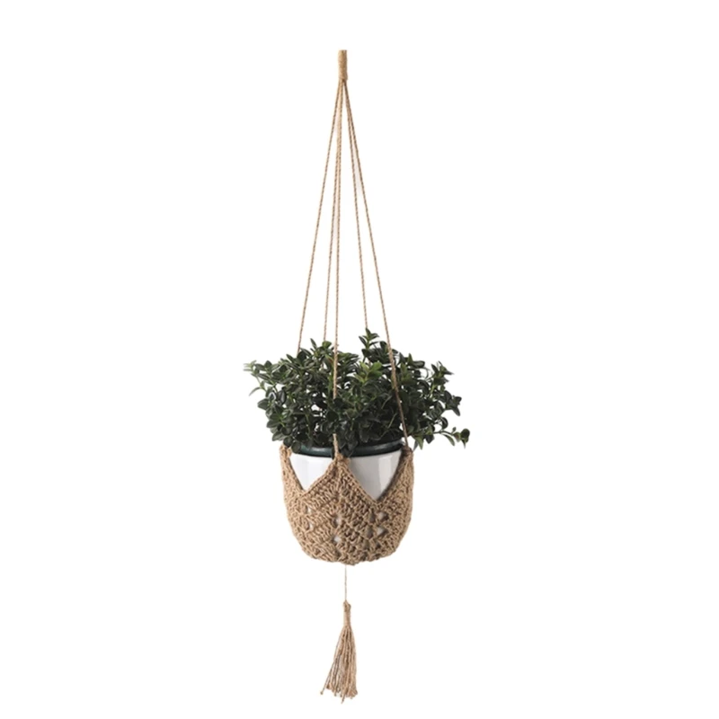 Porte-plantes suspendus d'intérieur, corde tissée à main, support Pots fleurs