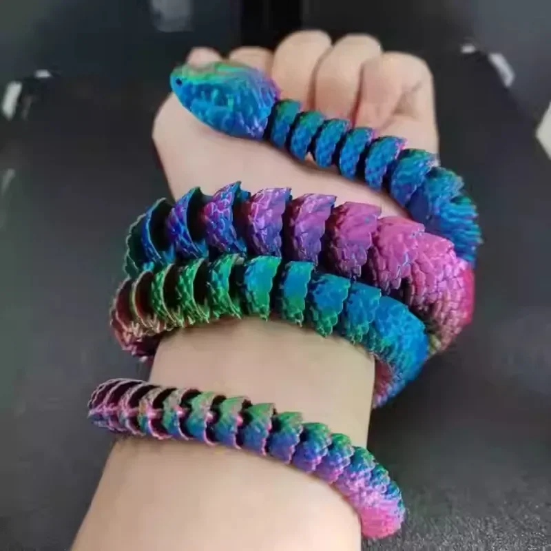 3D Printing Animal Toy Ornaments Movable Length 82cm Variable Simulation Snake Creative Toy Home Decor Silk Gradient Color