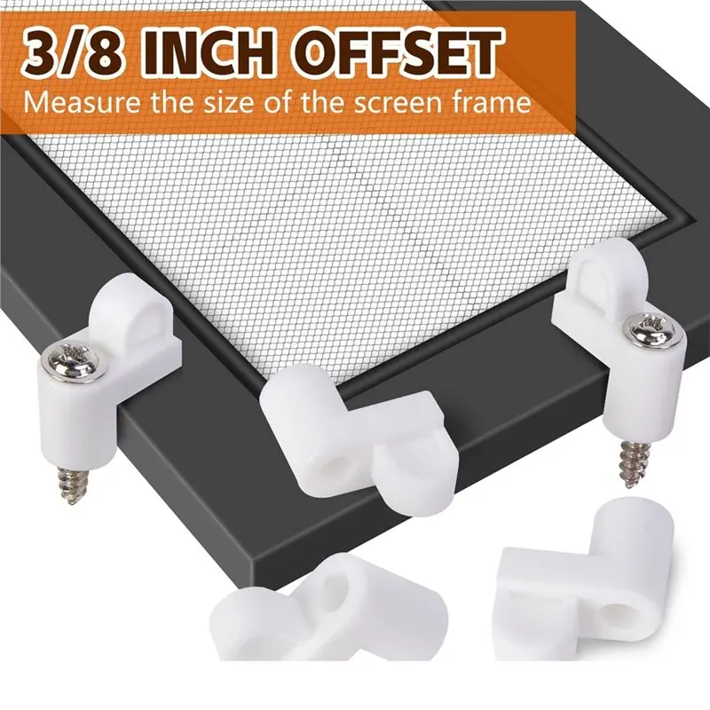 AB06 For Fastens Window White Screen Retainer Clips 48 Pack 3/8 In Offset Window Screen Holders