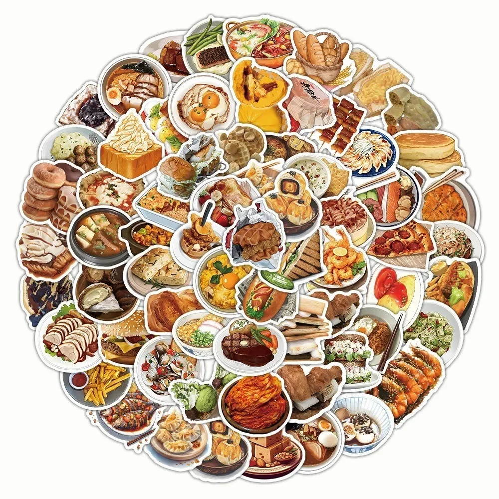 100Pcs Realistic Food Stickers Delicious Cuisine Decor for Fridge Lunch Box Notebook Journal AnimeWorlds Store AnimeWorlds Store
