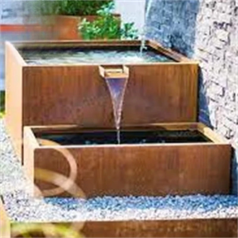 Luxury modern garden waterfall fountain made of weathering steel